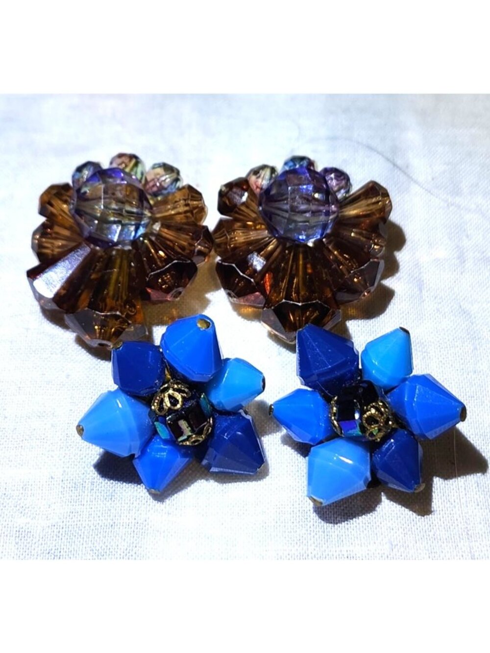Vintage MCM Clip-On Earrings Lot - 8  Lucite Glass Acrylic Beads Assorted Colors - Picture 8 of 11